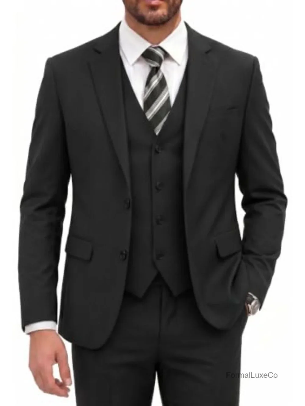 Men's 3 Piece Suit Set Classic Fit 2 Button Wedding Business Prom Jacket Vest